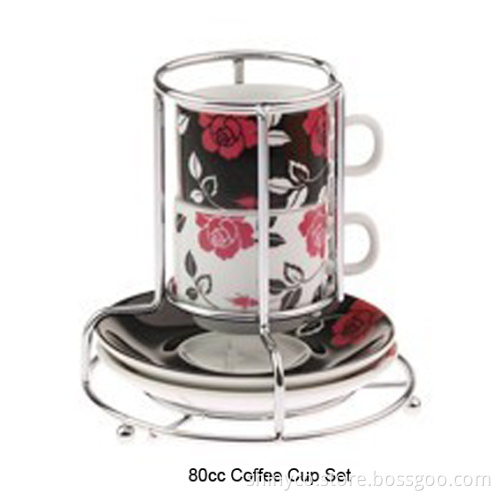 80CC Porcelain Coffee Cup Set W/Saucer (Style# 2451)
